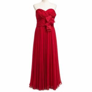 VTG Marchesa Notte 100% Silk Luxury Crimson Bow Flowing Romantic Gown 2